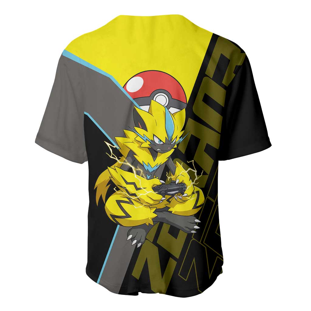 Zeraora Poké Baseball Jersey Electric Neon Anime Style