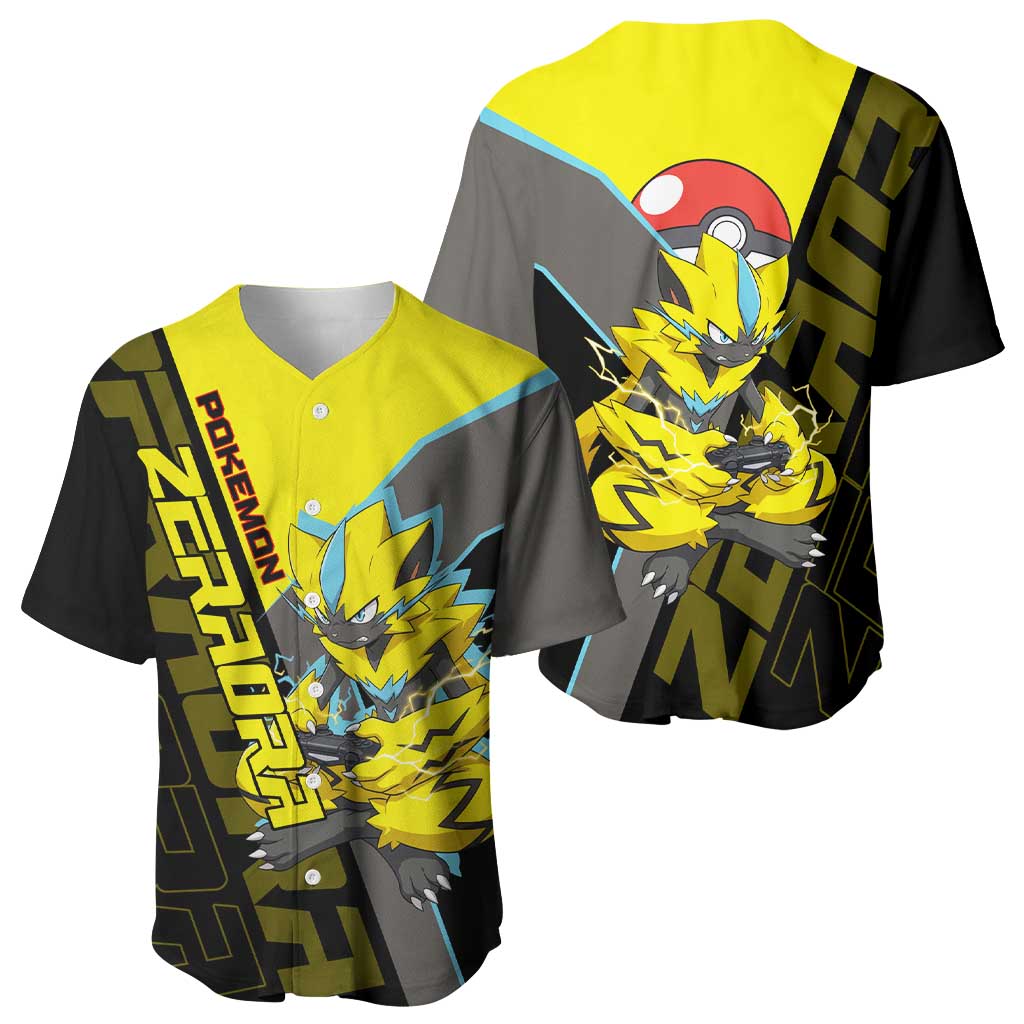 Zeraora Poké Baseball Jersey Electric Neon Anime Style