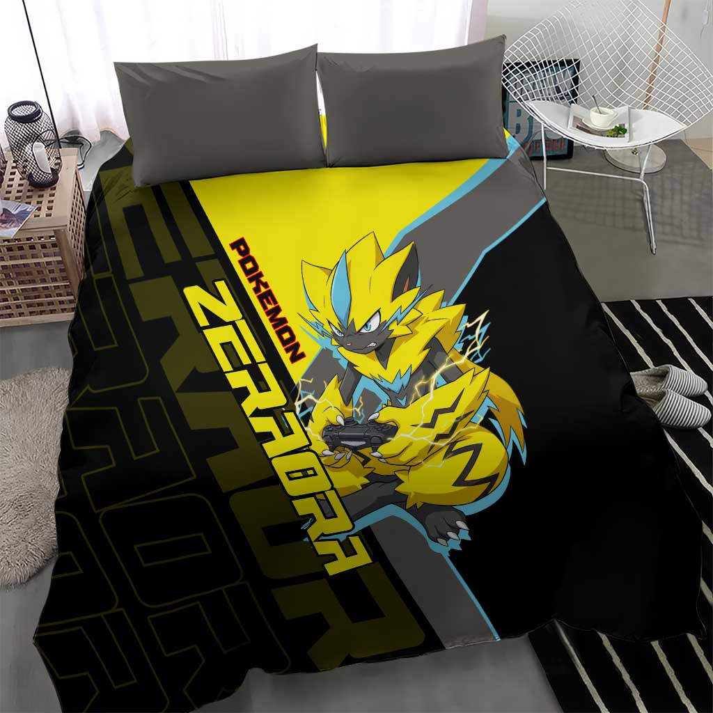 Zeraora Poké Bedding Set Electric Neon Anime Style