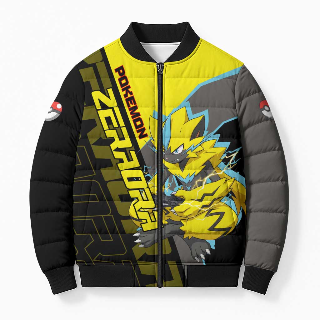 Zeraora Poké Bomber Puffer Jacket Electric Neon Anime Style