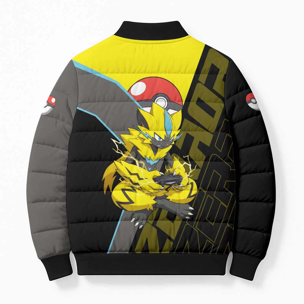 Zeraora Poké Bomber Puffer Jacket Electric Neon Anime Style