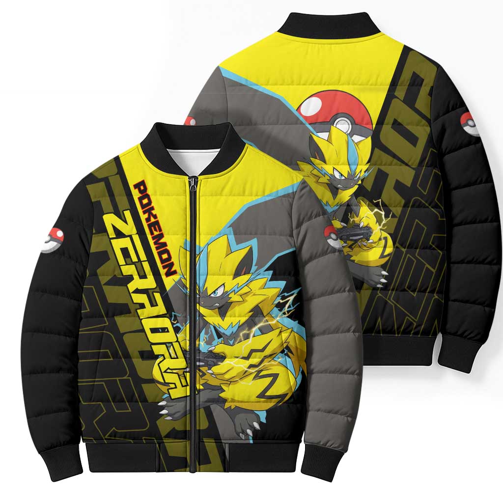 Zeraora Poké Bomber Puffer Jacket Electric Neon Anime Style
