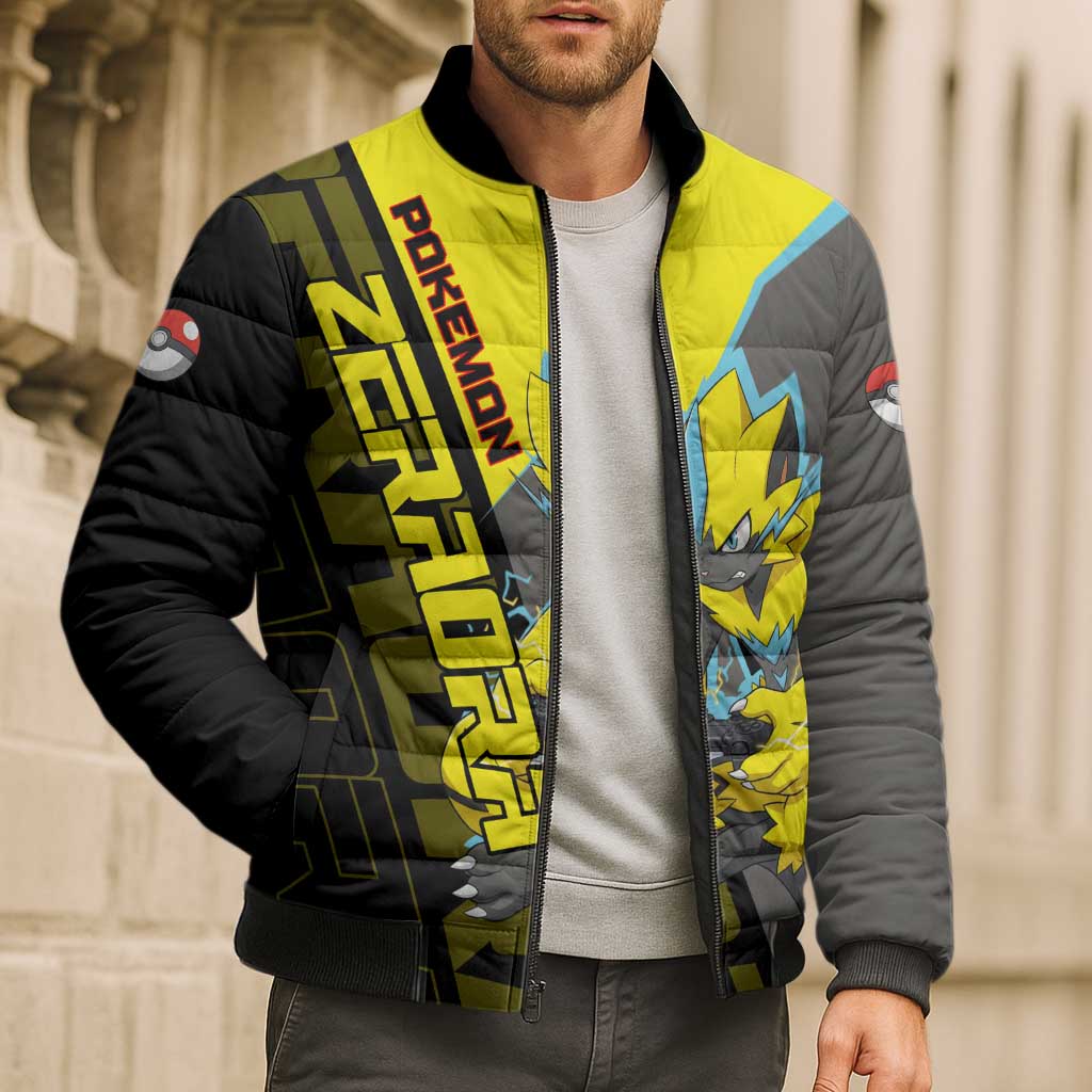 Zeraora Poké Bomber Puffer Jacket Electric Neon Anime Style
