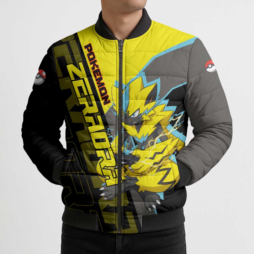 Zeraora Poké Bomber Puffer Jacket Electric Neon Anime Style