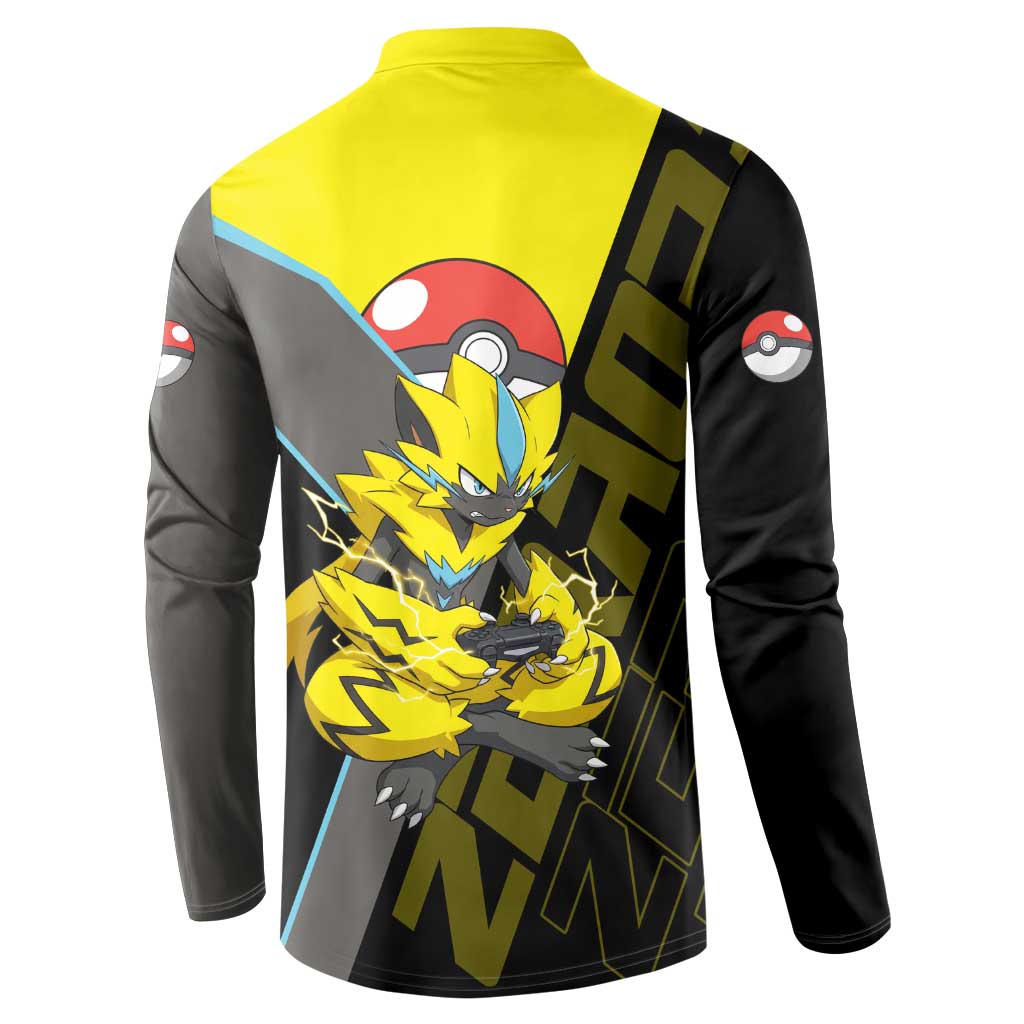 Zeraora Poké Button Sweatshirt Electric Neon Anime Style