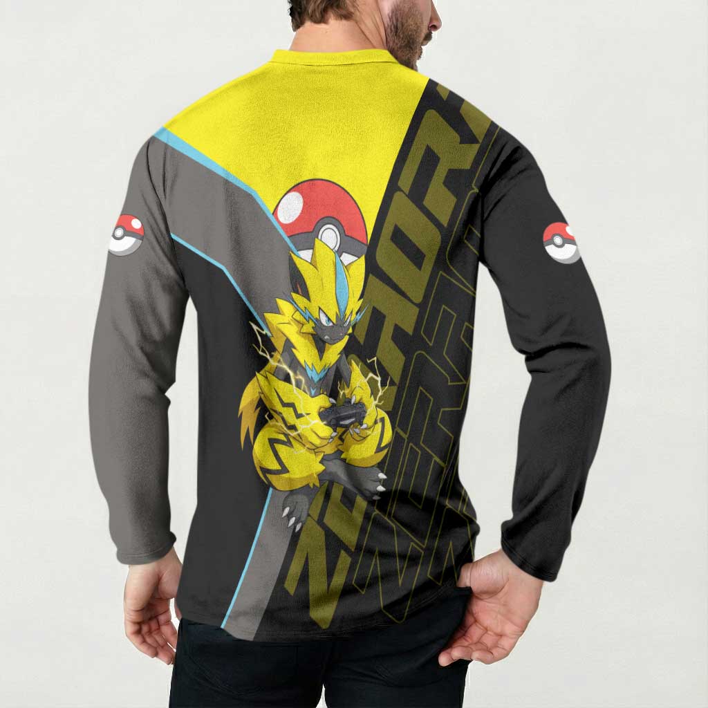 Zeraora Poké Button Sweatshirt Electric Neon Anime Style