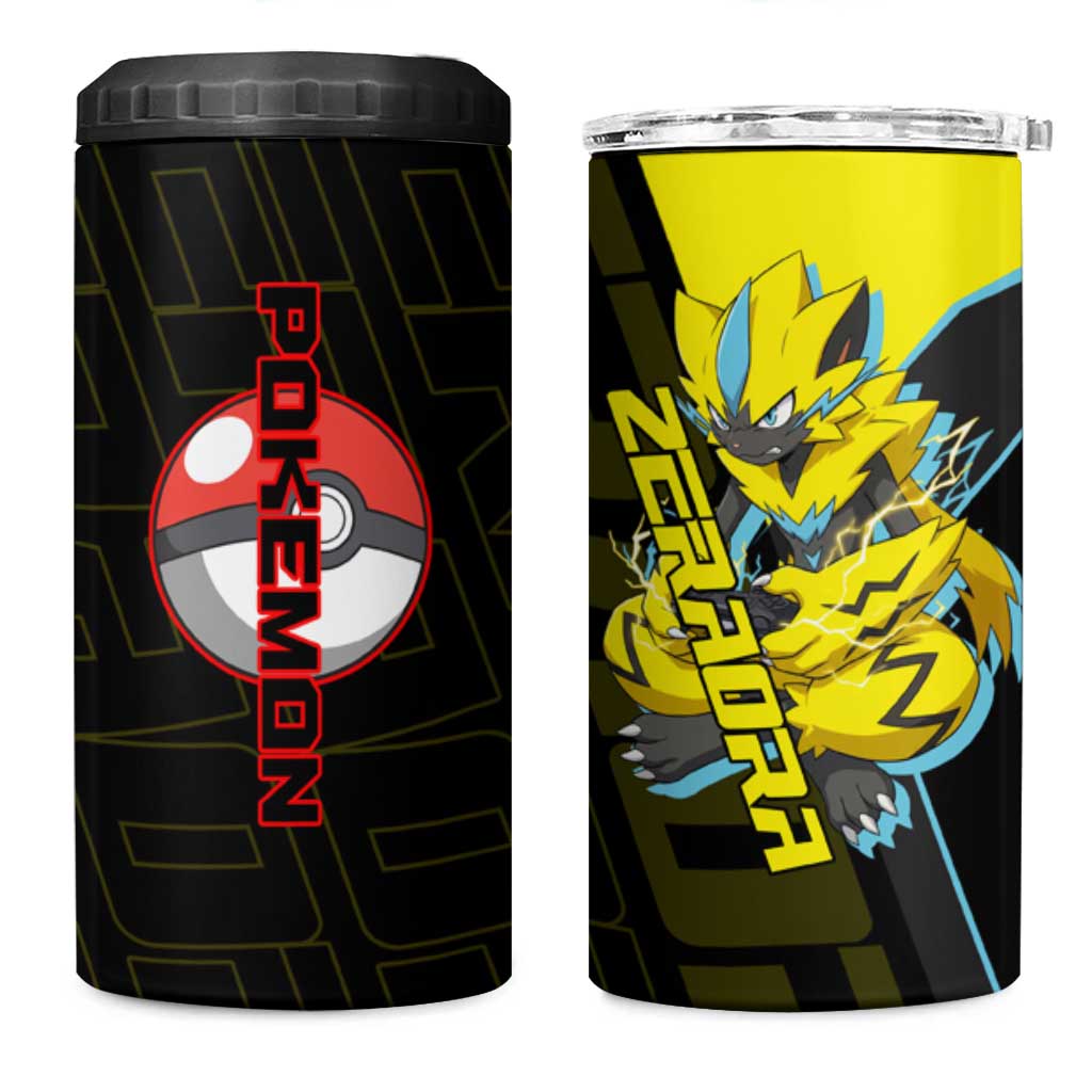 Zeraora Poké 4 in 1 Can Cooler Tumbler Electric Neon Anime Style