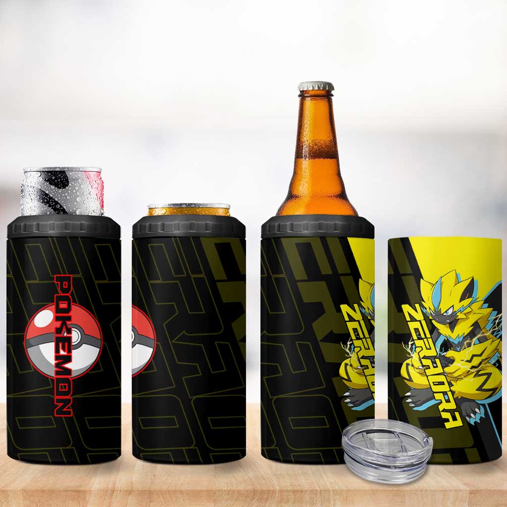 Zeraora Poké 4 in 1 Can Cooler Tumbler Electric Neon Anime Style