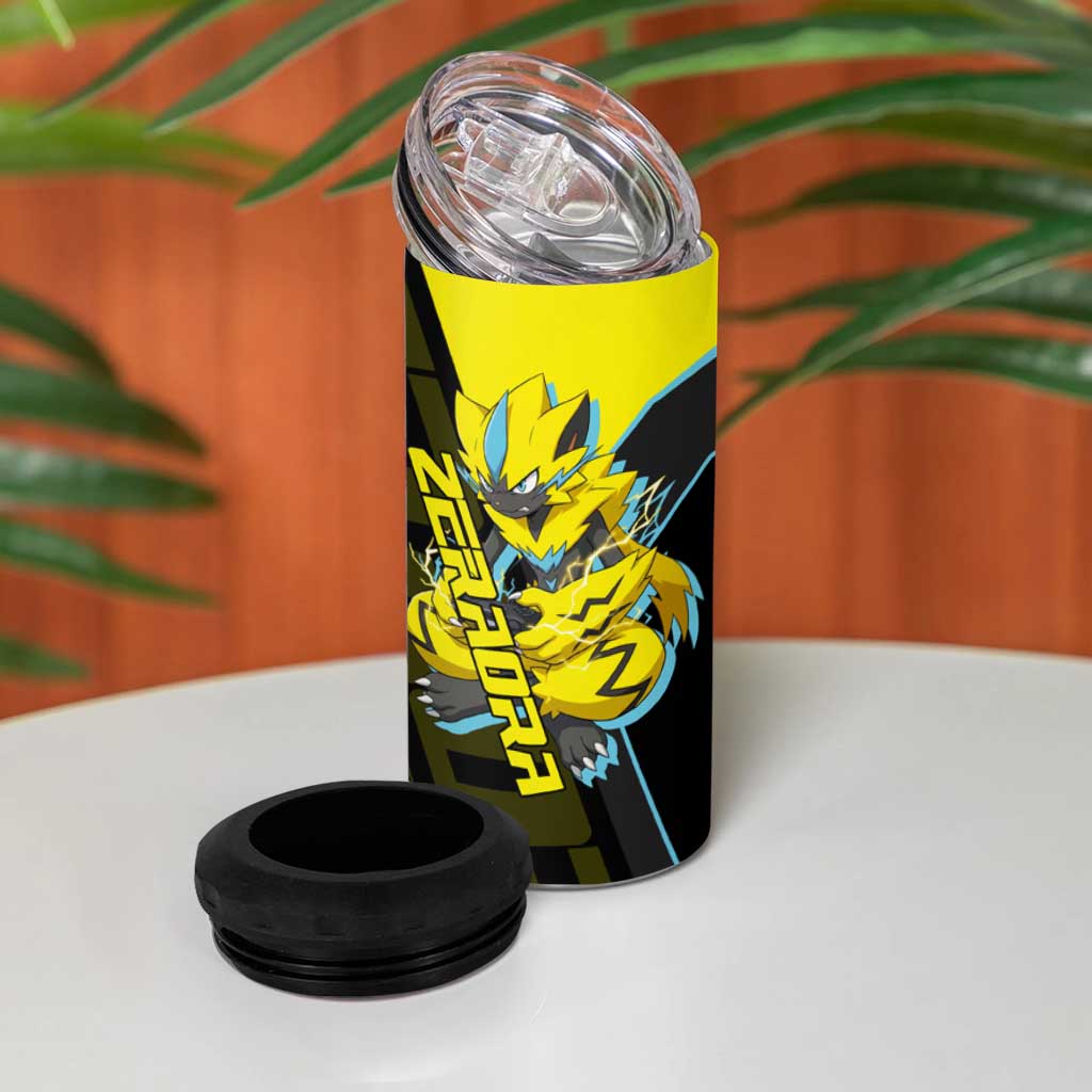 Zeraora Poké 4 in 1 Can Cooler Tumbler Electric Neon Anime Style