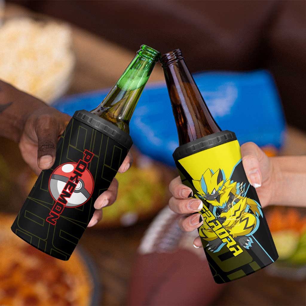 Zeraora Poké 4 in 1 Can Cooler Tumbler Electric Neon Anime Style