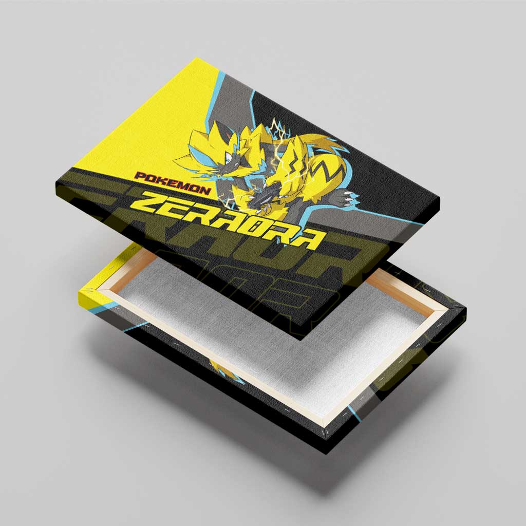 Zeraora Poké Canvas Wall Art Electric Neon Anime Style