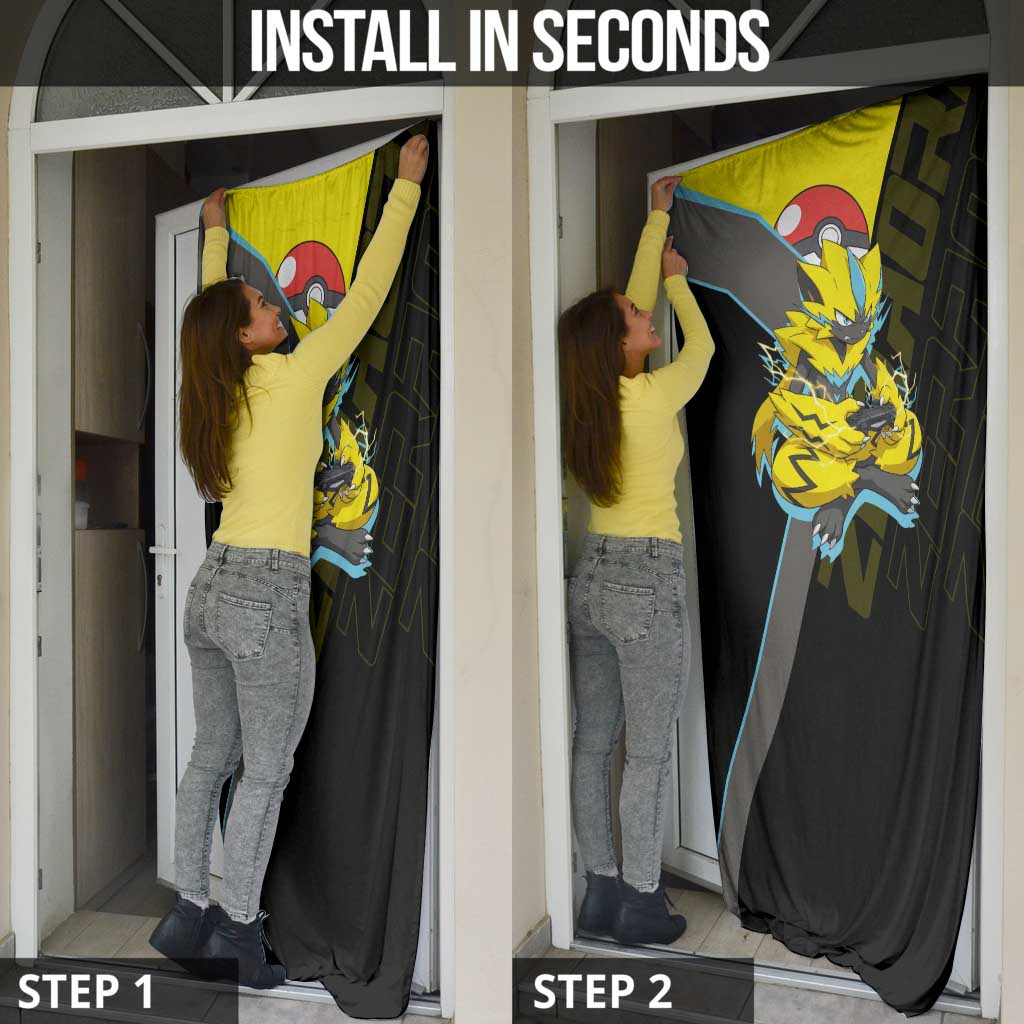 Zeraora Poké Door Cover Electric Neon Anime Style
