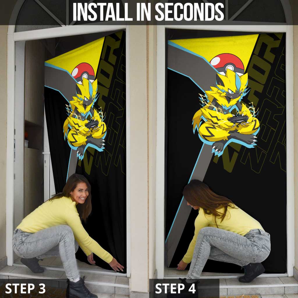 Zeraora Poké Door Cover Electric Neon Anime Style