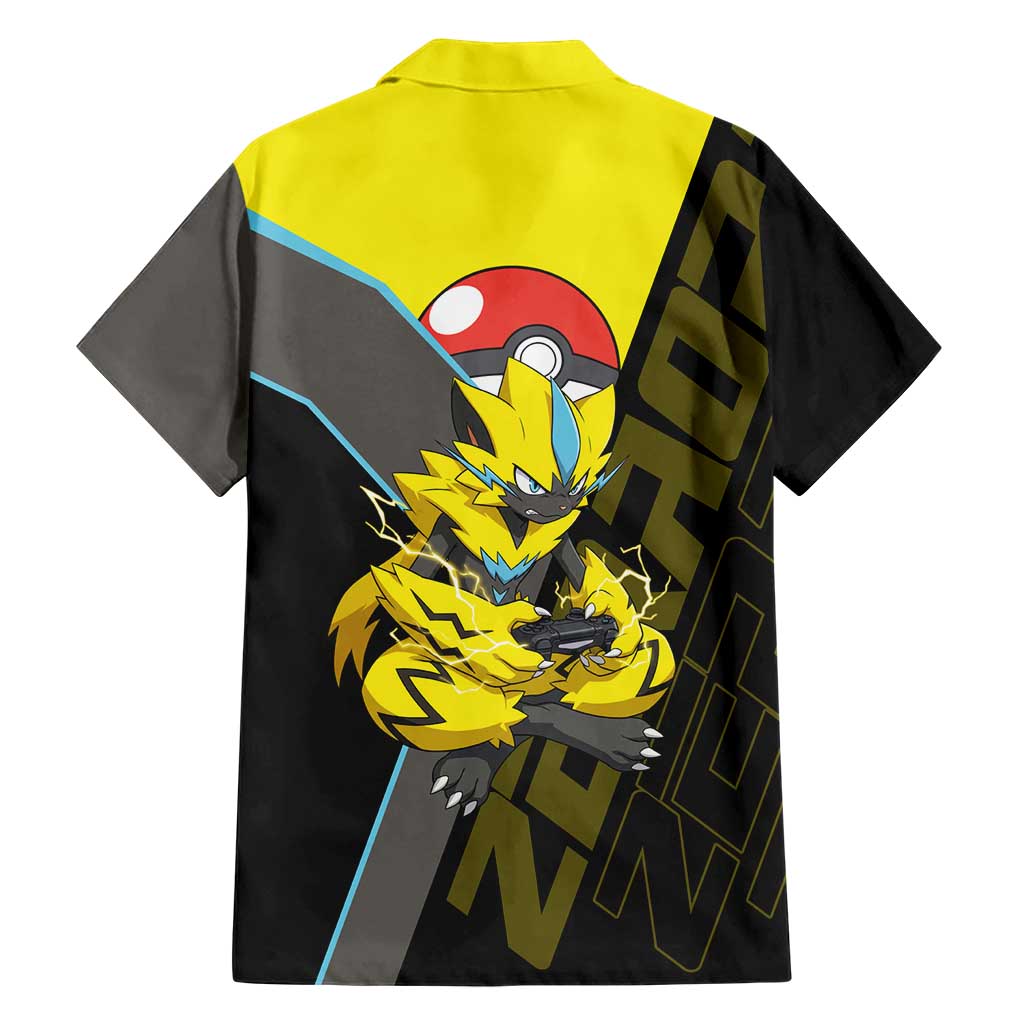 Zeraora Poké Family Matching Summer Maxi Dress and Hawaiian Shirt Electric Neon Anime Style