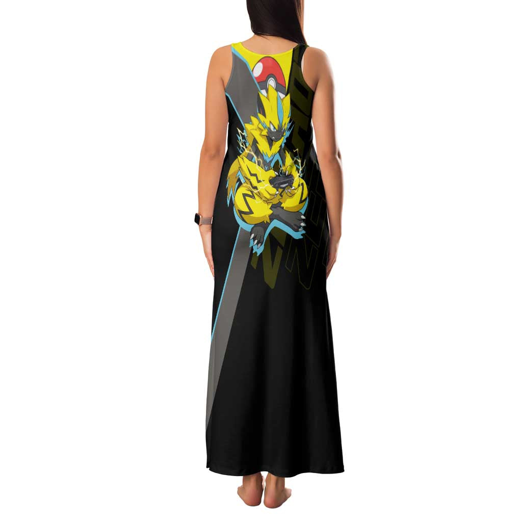 Zeraora Poké Family Matching Tank Maxi Dress and Hawaiian Shirt Electric Neon Anime Style
