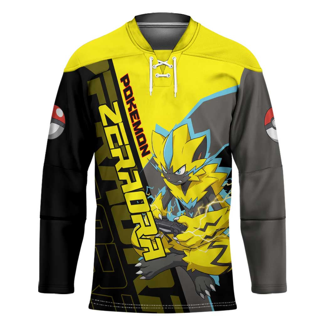 Zeraora Poké Hockey Jersey Electric Neon Anime Style