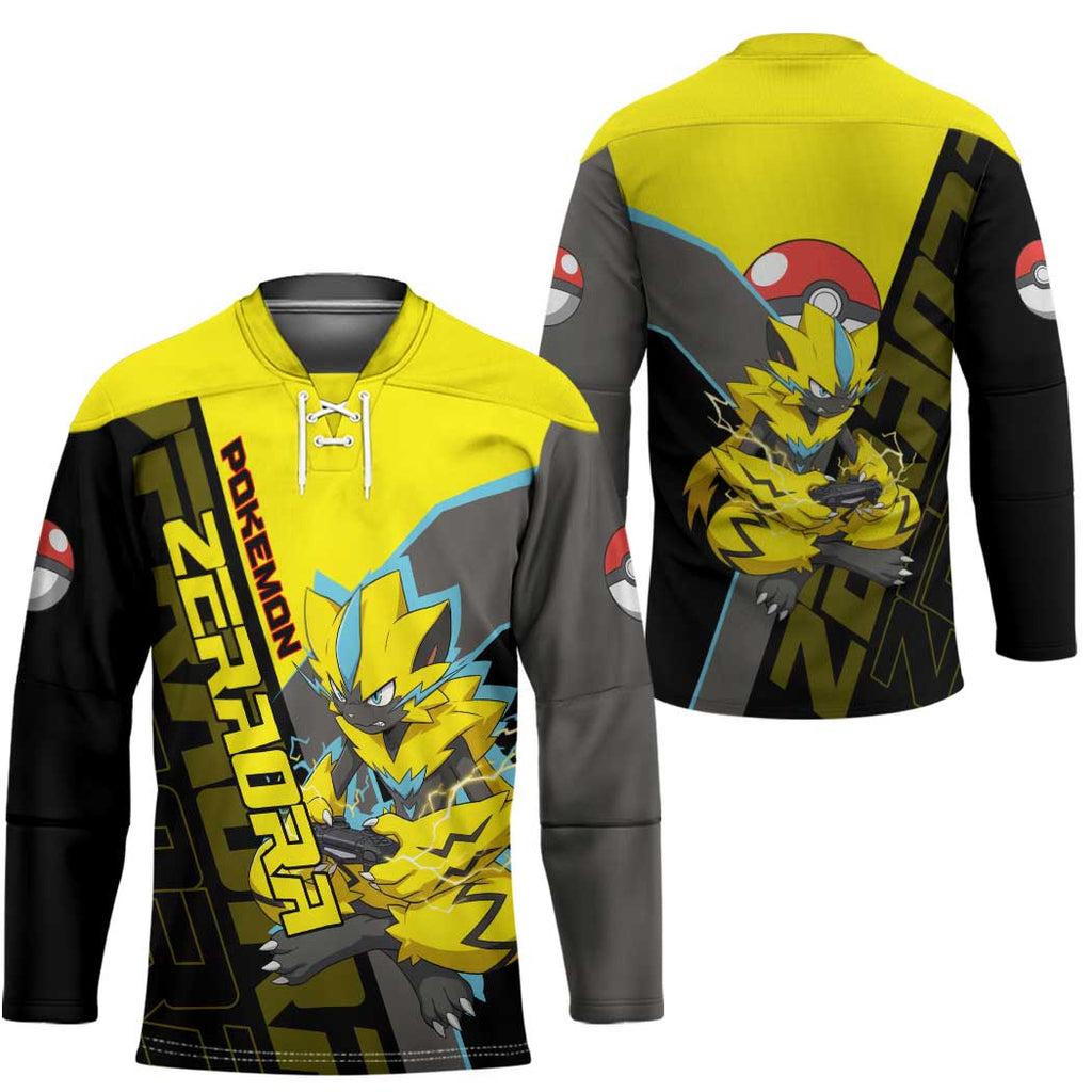 Zeraora Poké Hockey Jersey Electric Neon Anime Style