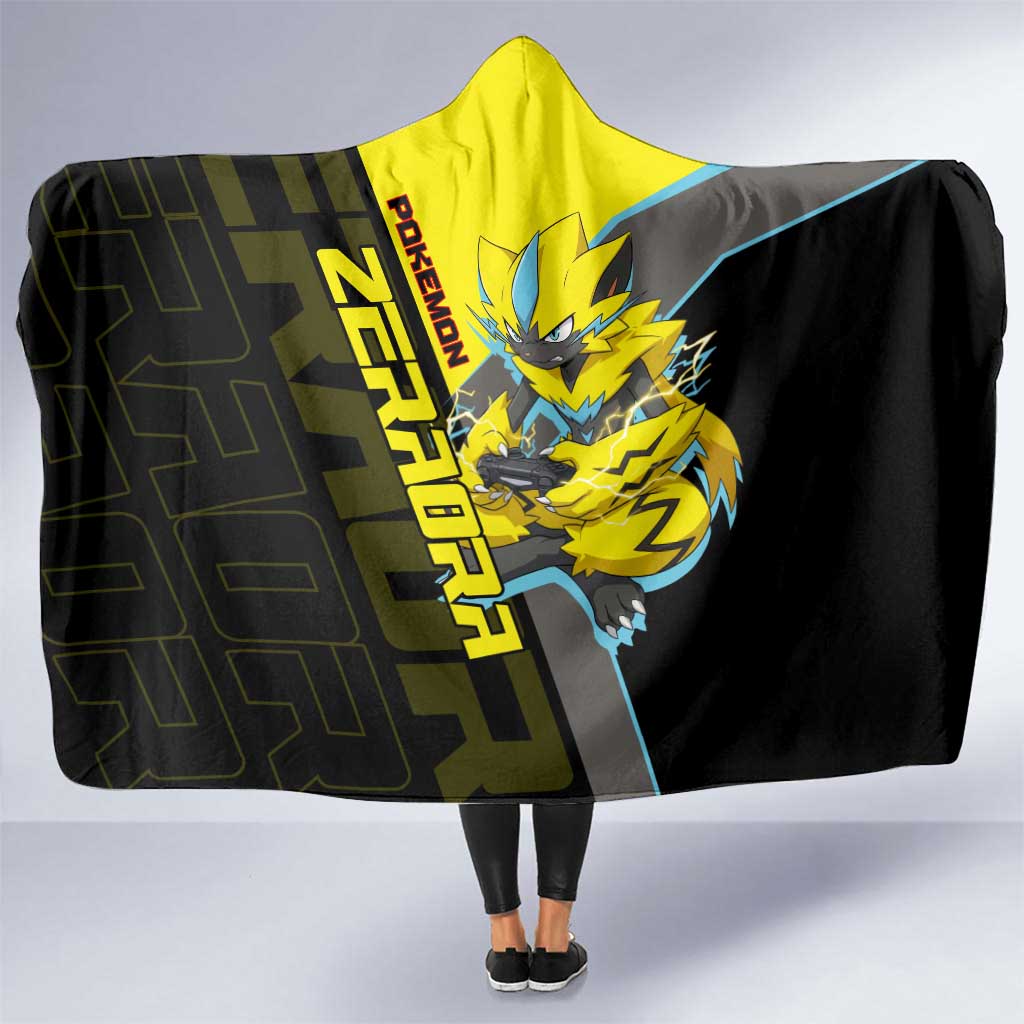 Zeraora Poké Hooded Blanket Electric Neon Anime Style