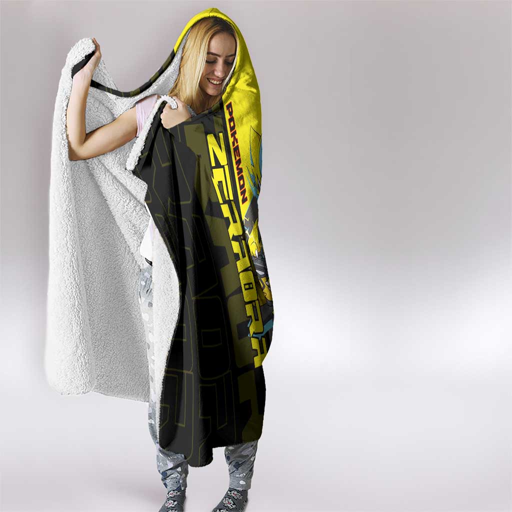 Zeraora Poké Hooded Blanket Electric Neon Anime Style
