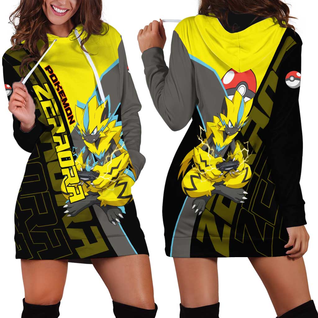 Zeraora Poké Hoodie Dress Electric Neon Anime Style