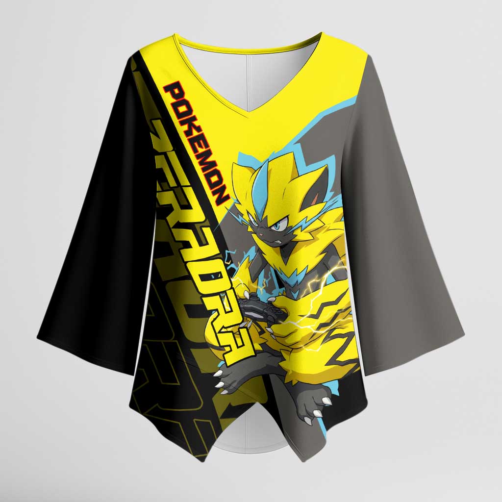 Zeraora Poké Kimono Sleeve Blouse Electric Neon Anime Style