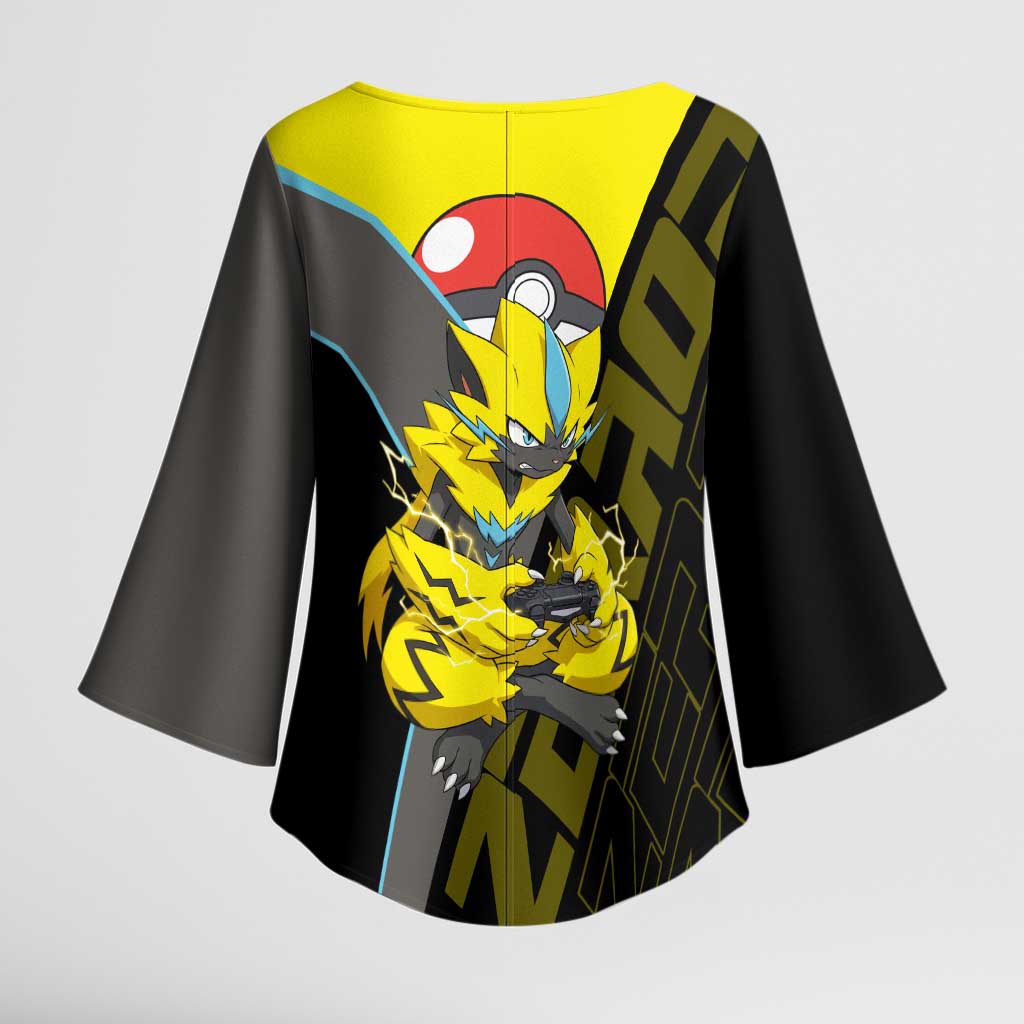 Zeraora Poké Kimono Sleeve Blouse Electric Neon Anime Style