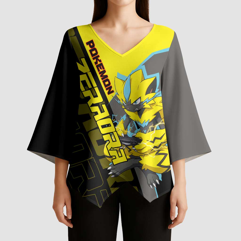 Zeraora Poké Kimono Sleeve Blouse Electric Neon Anime Style