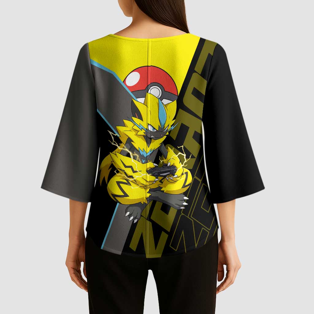 Zeraora Poké Kimono Sleeve Blouse Electric Neon Anime Style