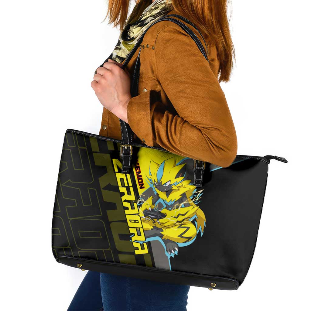 Zeraora Poké Leather Tote Bag Electric Neon Anime Style