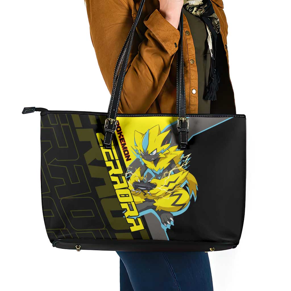 Zeraora Poké Leather Tote Bag Electric Neon Anime Style