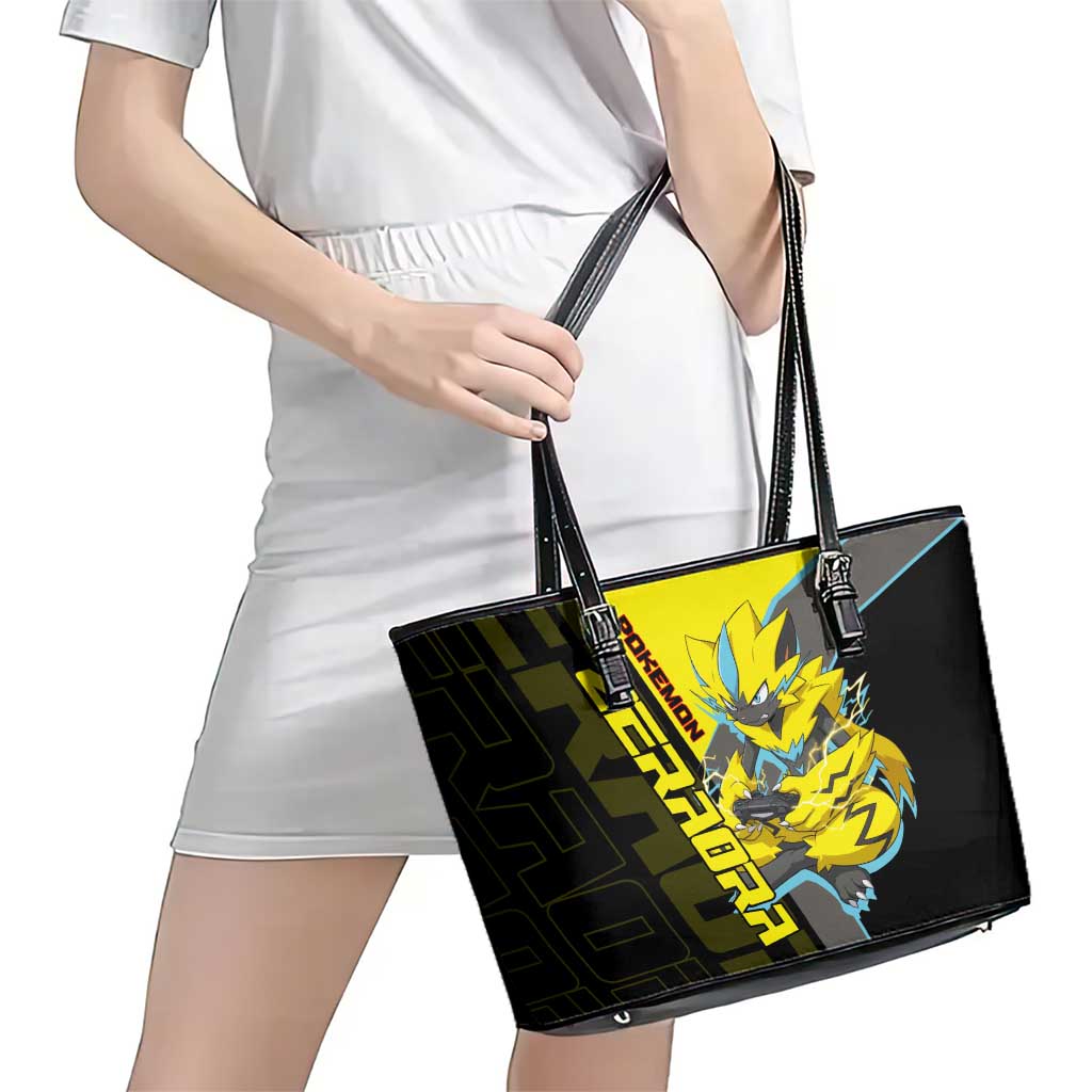 Zeraora Poké Leather Tote Bag Electric Neon Anime Style