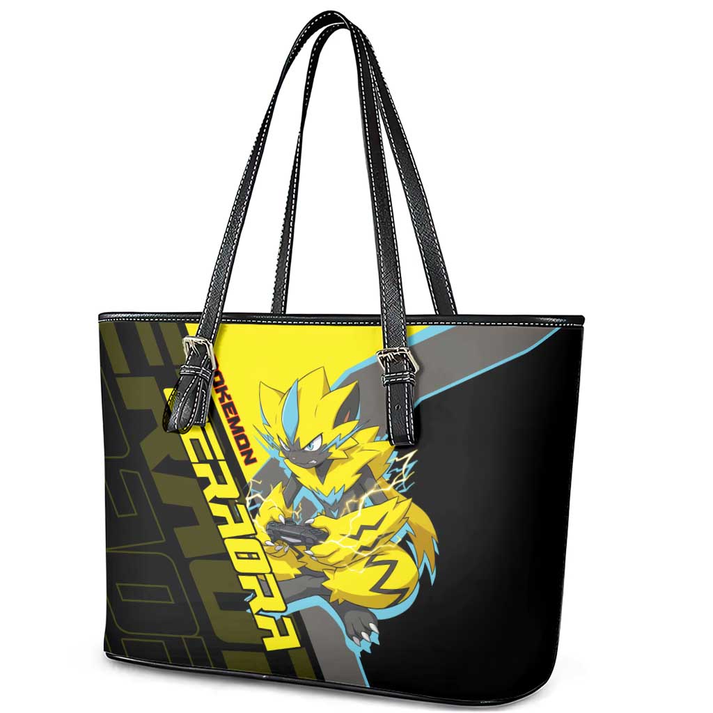 Zeraora Poké Leather Tote Bag Electric Neon Anime Style