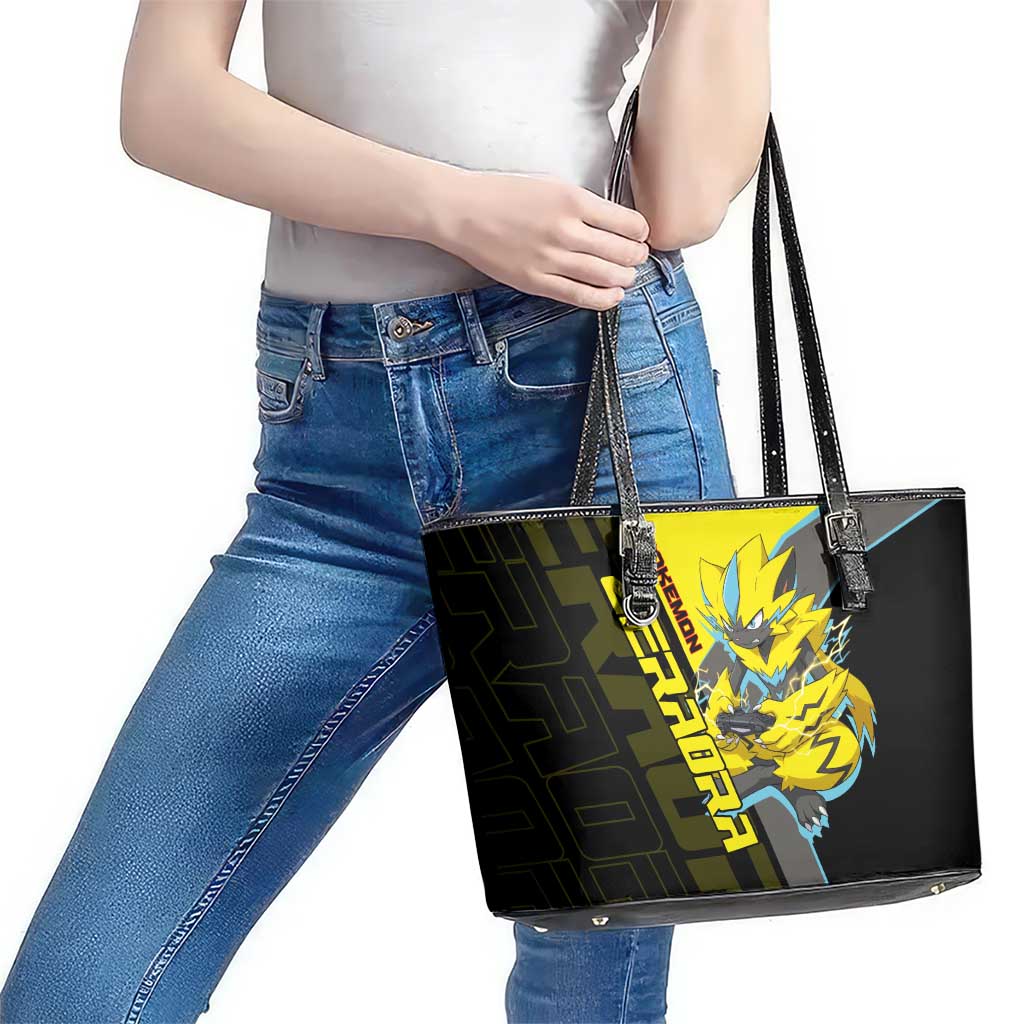 Zeraora Poké Leather Tote Bag Electric Neon Anime Style