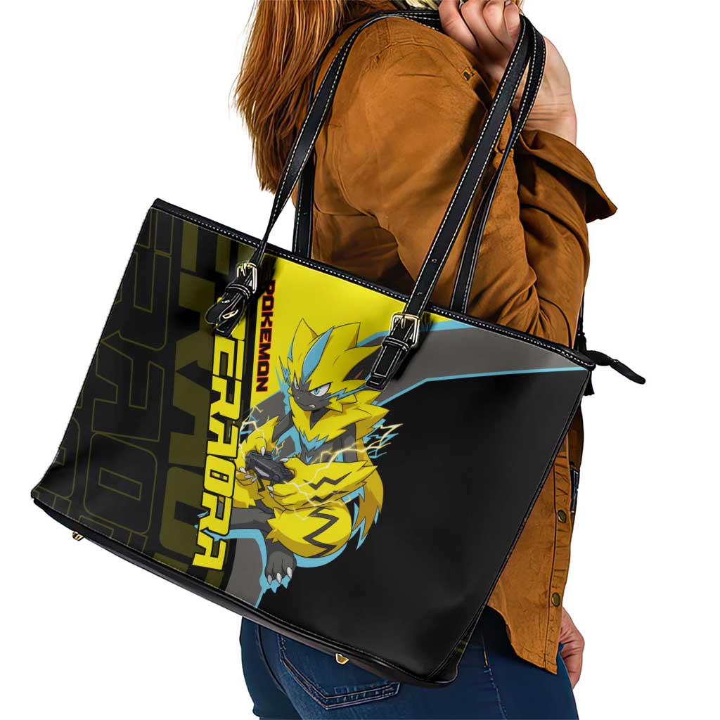 Zeraora Poké Leather Tote Bag Electric Neon Anime Style