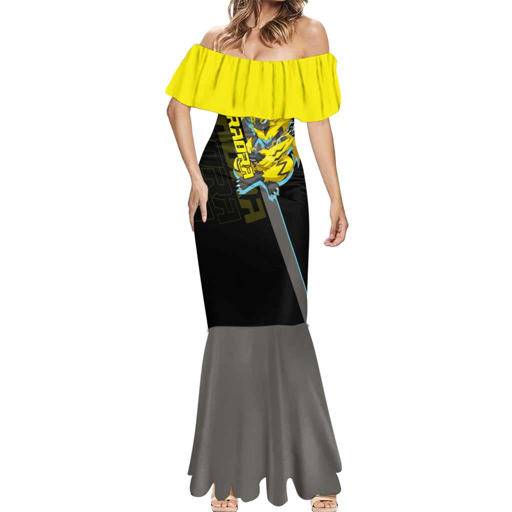 Zeraora Poké Mermaid Dress Electric Neon Anime Style