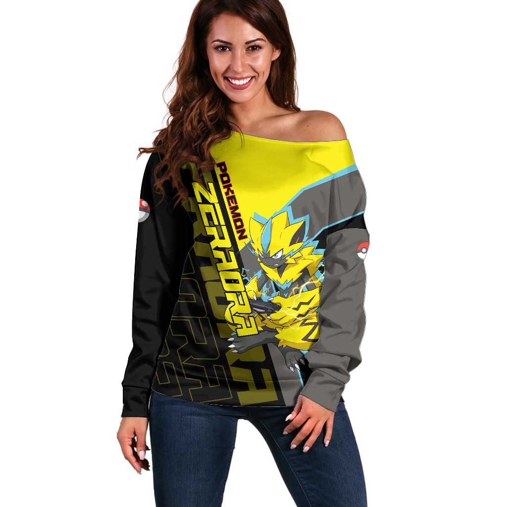 Zeraora Poké Off Shoulder Sweater Electric Neon Anime Style