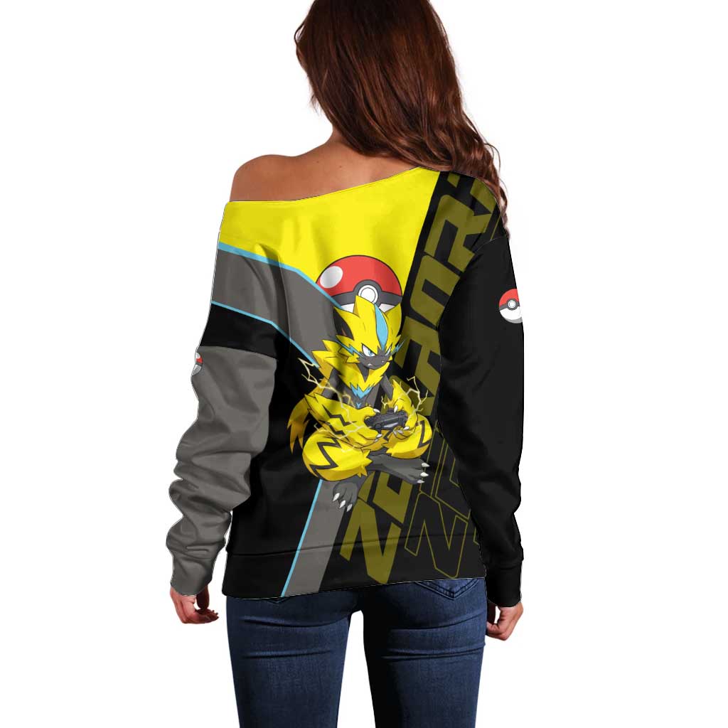Zeraora Poké Off Shoulder Sweater Electric Neon Anime Style