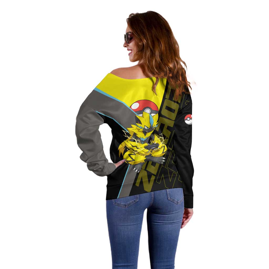 Zeraora Poké Off Shoulder Sweater Electric Neon Anime Style