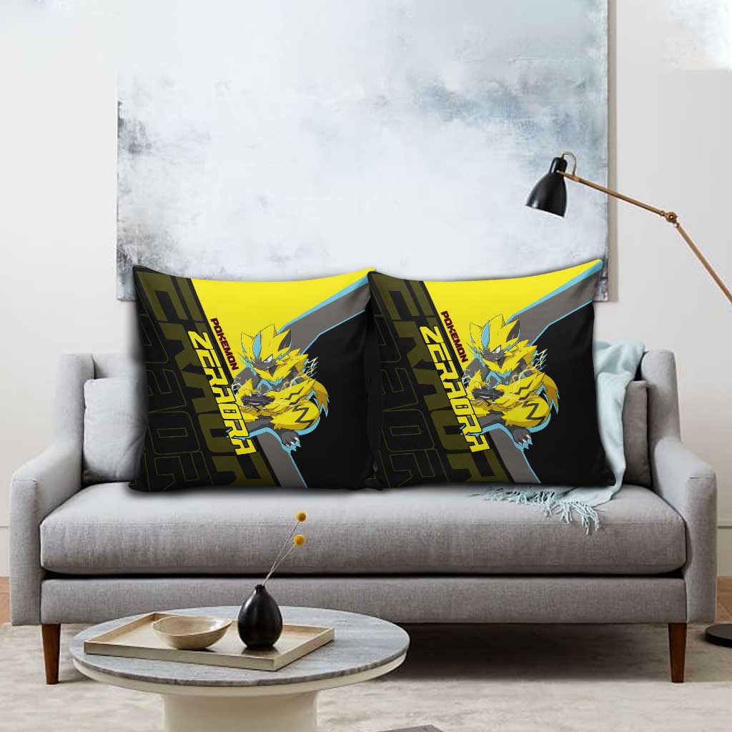 Zeraora Poké Pillow Cover Electric Neon Anime Style