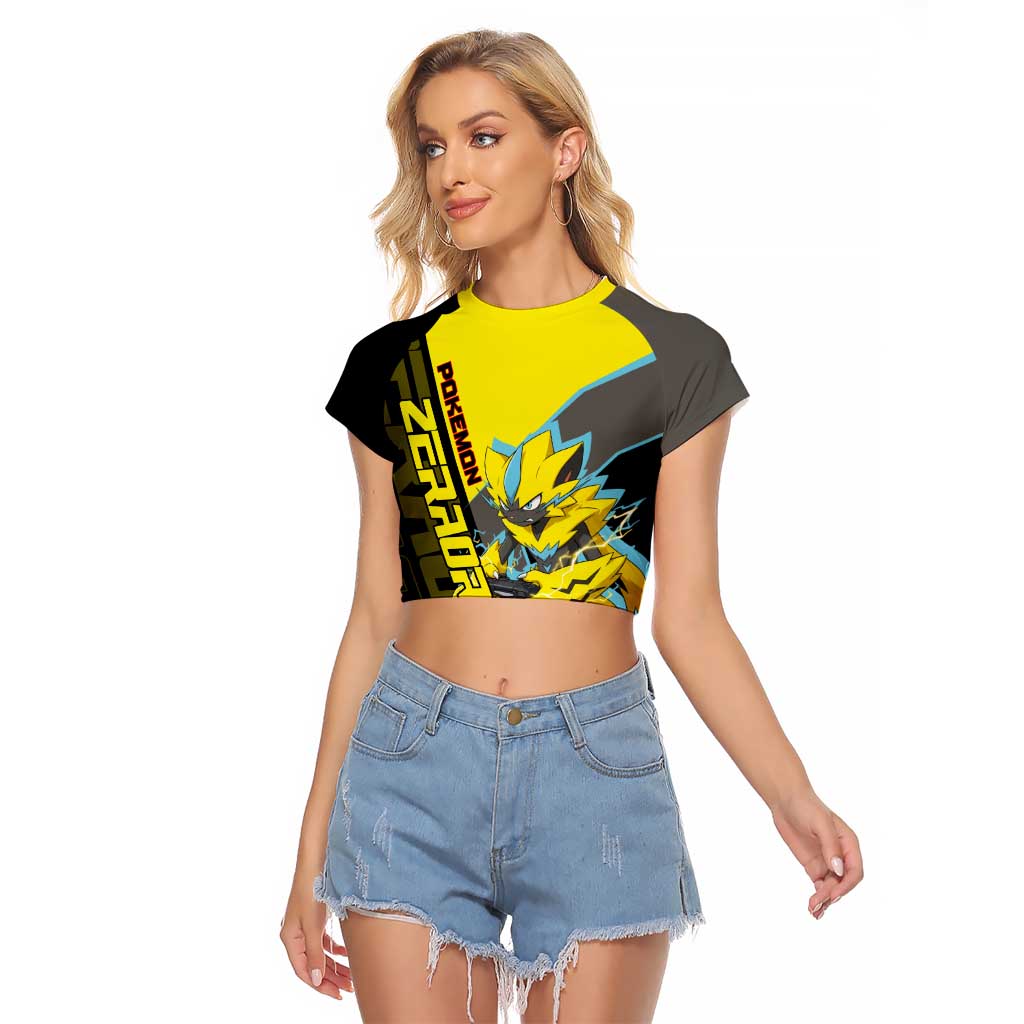 Zeraora Poké Raglan Cropped T Shirt Electric Neon Anime Style