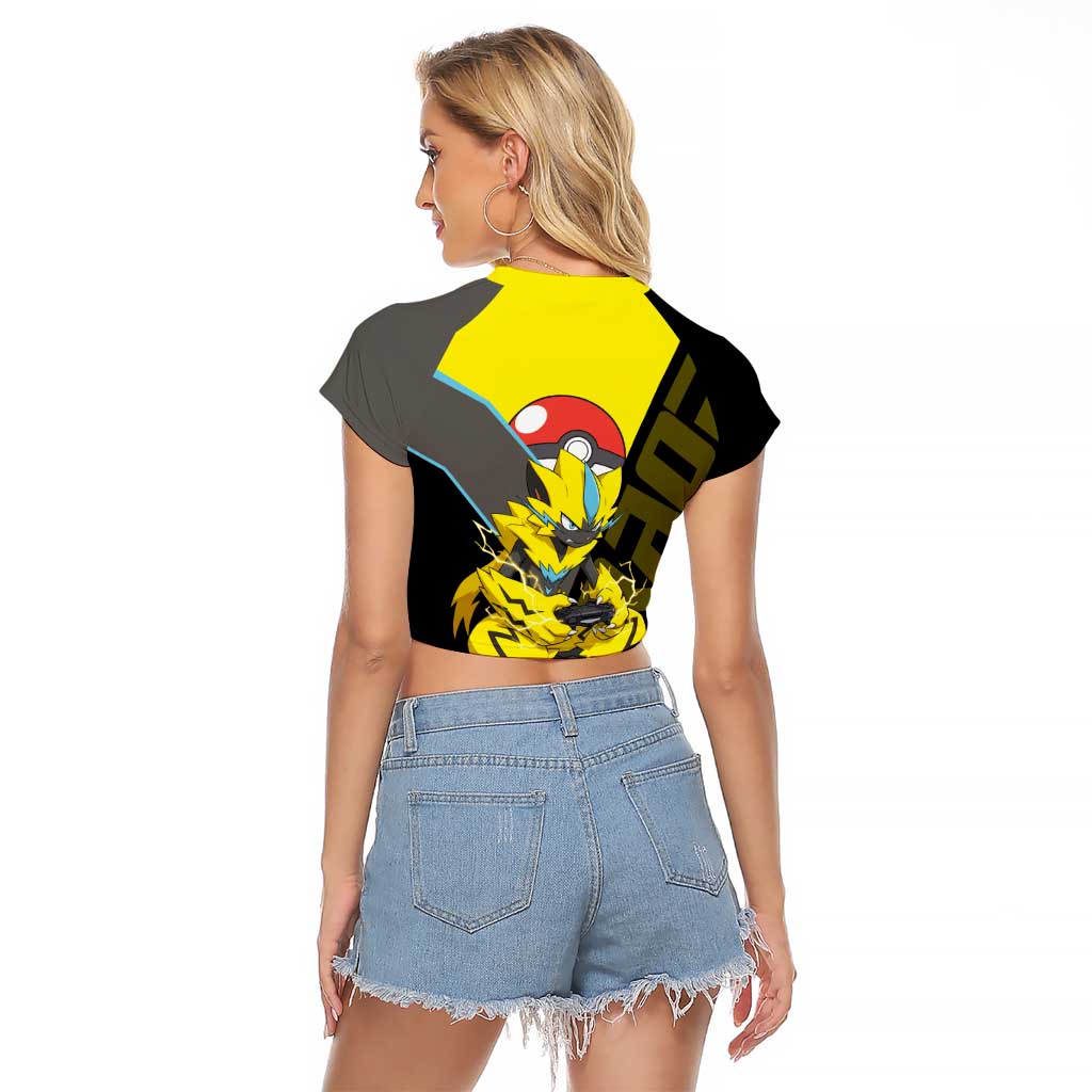 Zeraora Poké Raglan Cropped T Shirt Electric Neon Anime Style