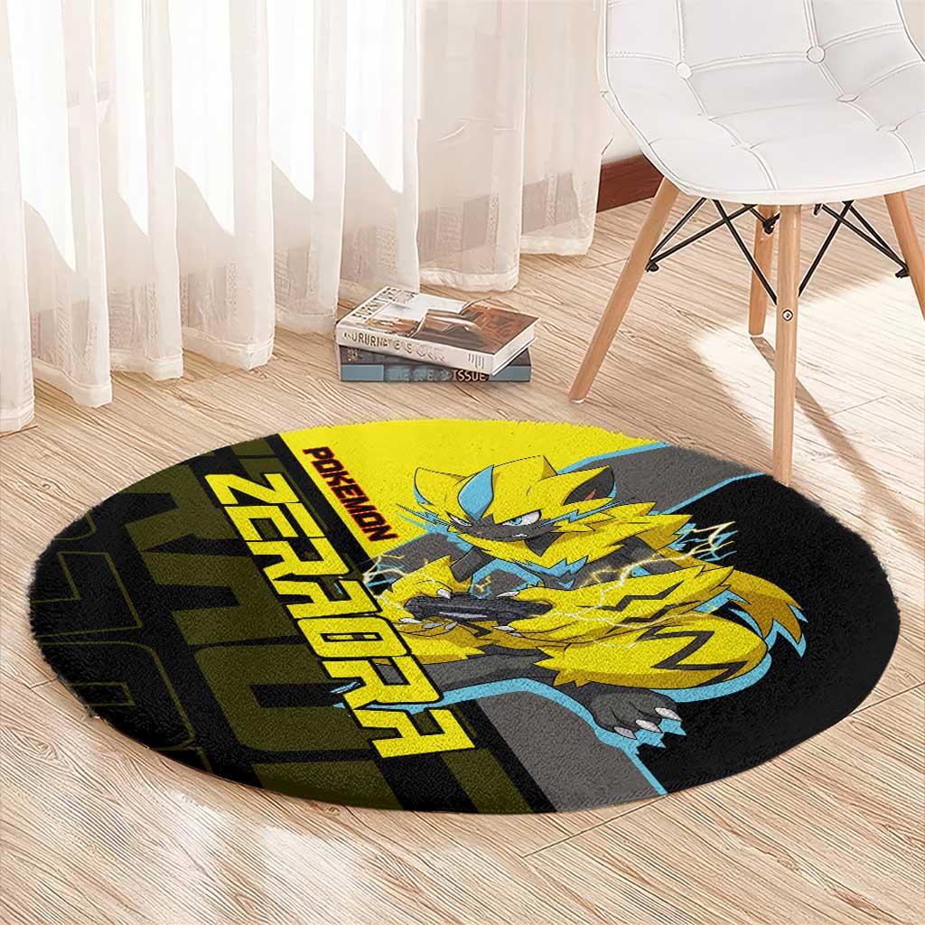 Zeraora Poké Round Carpet Electric Neon Anime Style
