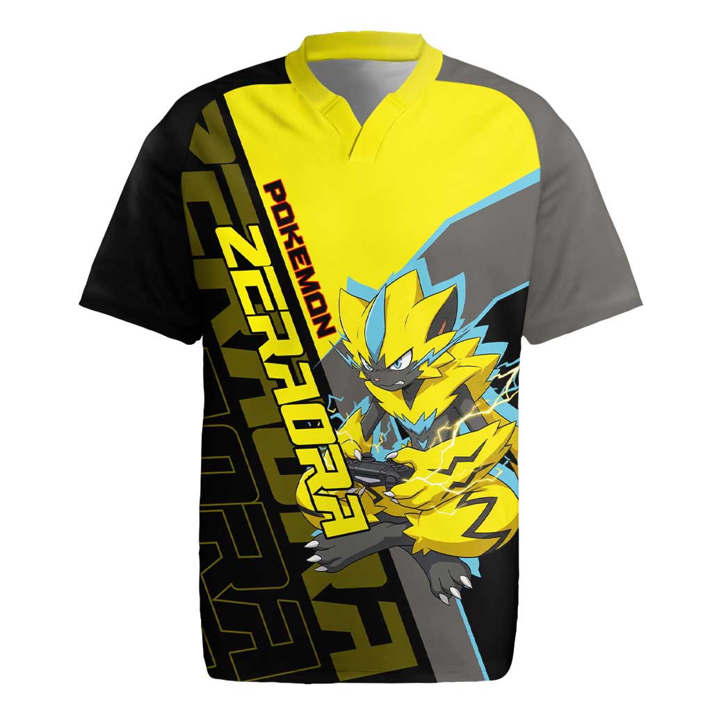 Zeraora Poké Rugby Jersey Electric Neon Anime Style