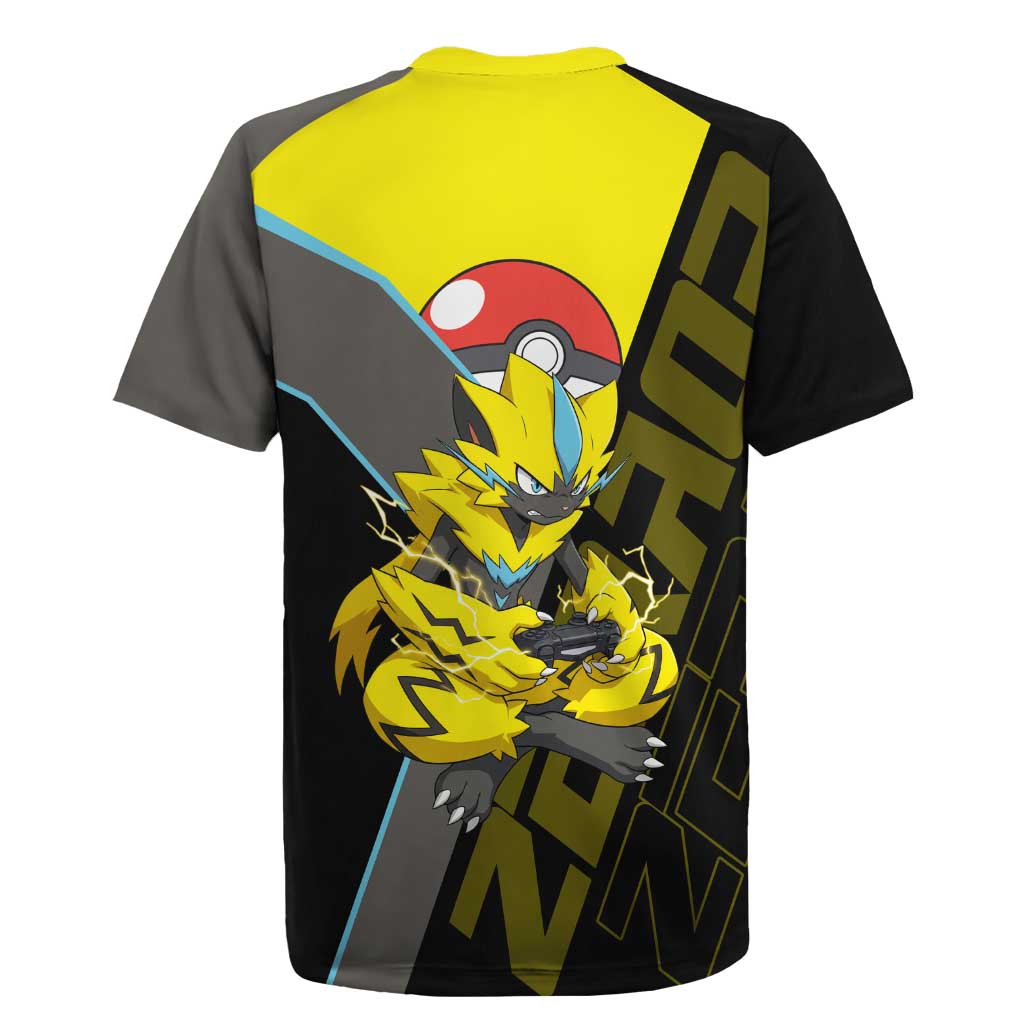 Zeraora Poké Rugby Jersey Electric Neon Anime Style