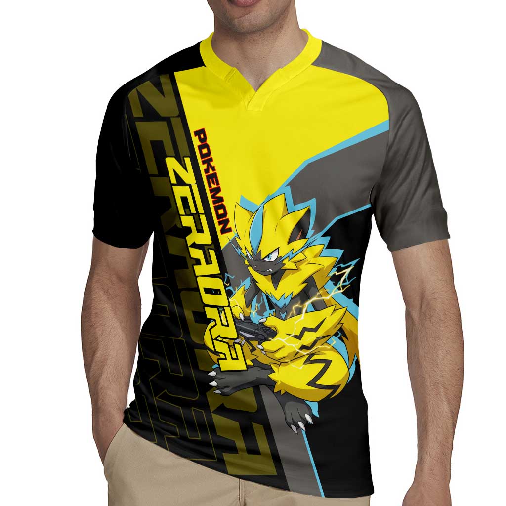 Zeraora Poké Rugby Jersey Electric Neon Anime Style