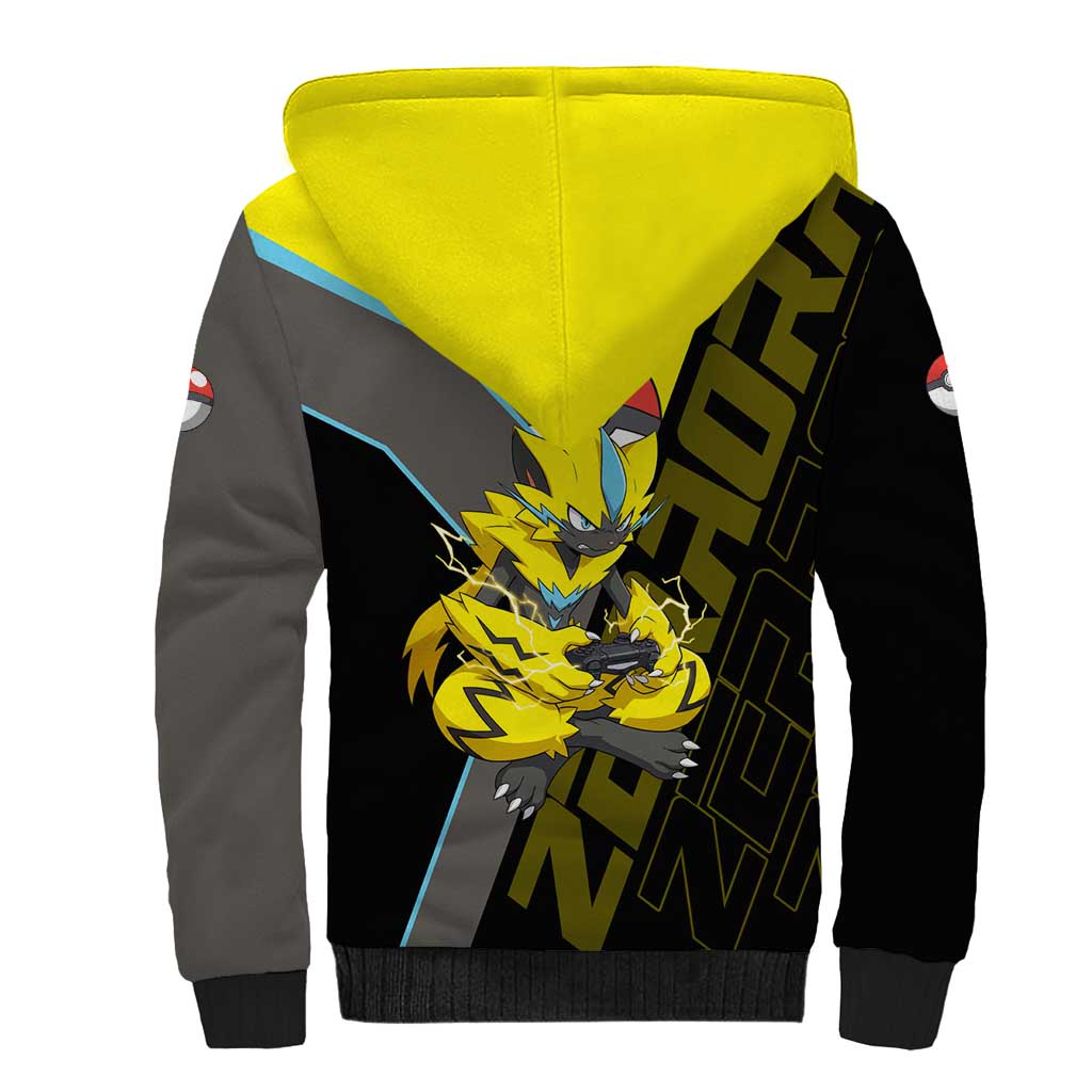 Zeraora Poké Sherpa Hoodie Electric Neon Anime Style