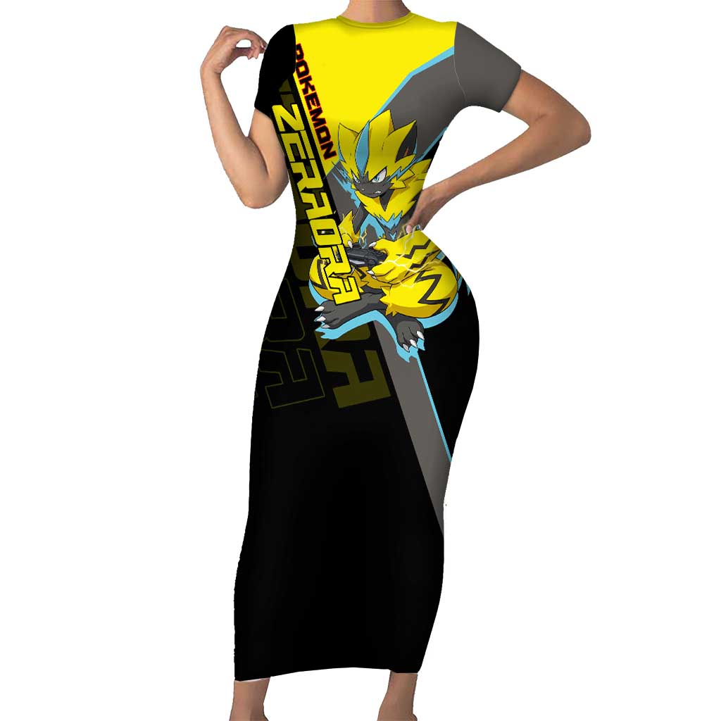 Zeraora Poké Short Sleeve Bodycon Dress Electric Neon Anime Style