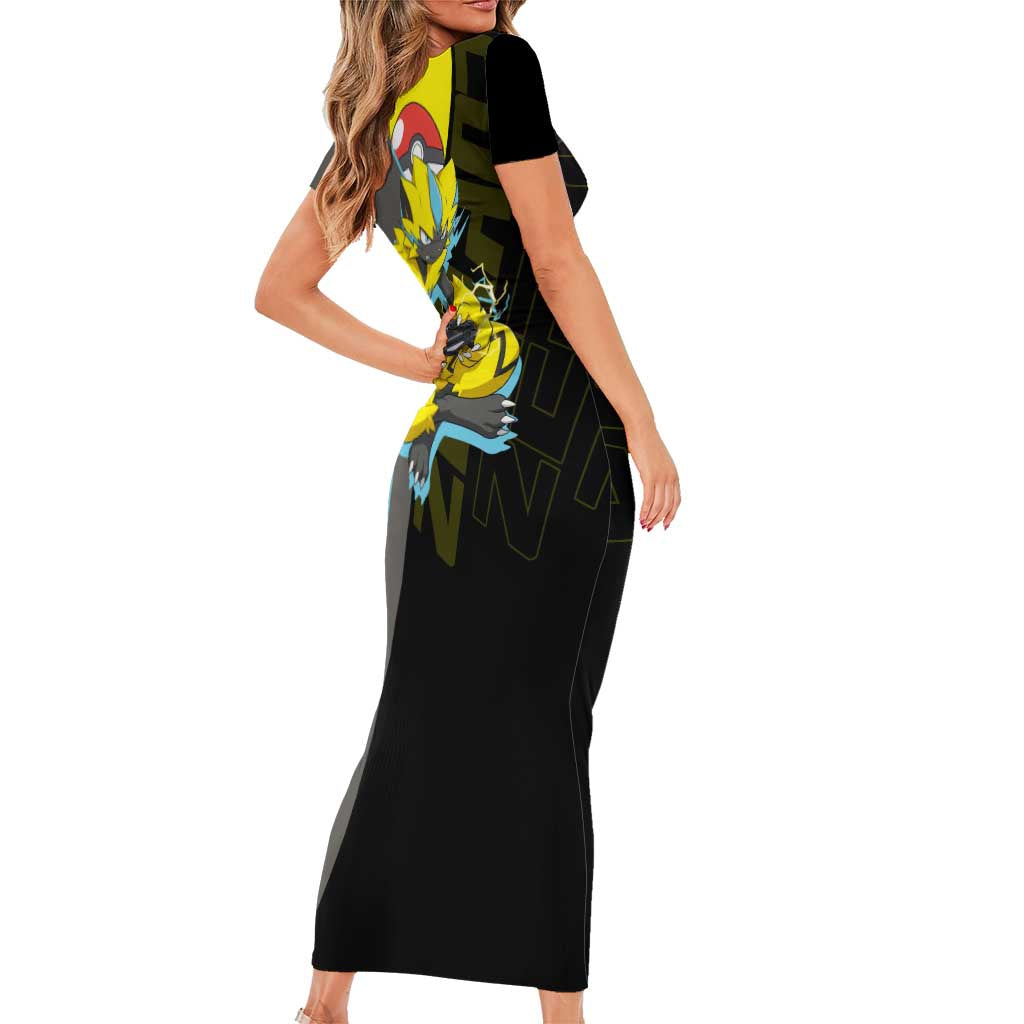 Zeraora Poké Short Sleeve Bodycon Dress Electric Neon Anime Style