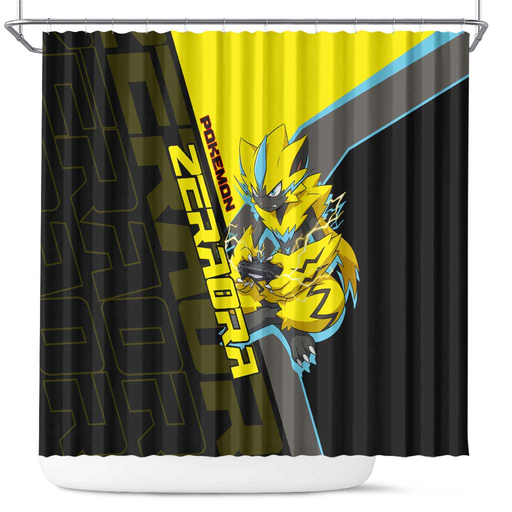 Zeraora Poké Shower Curtain Electric Neon Anime Style