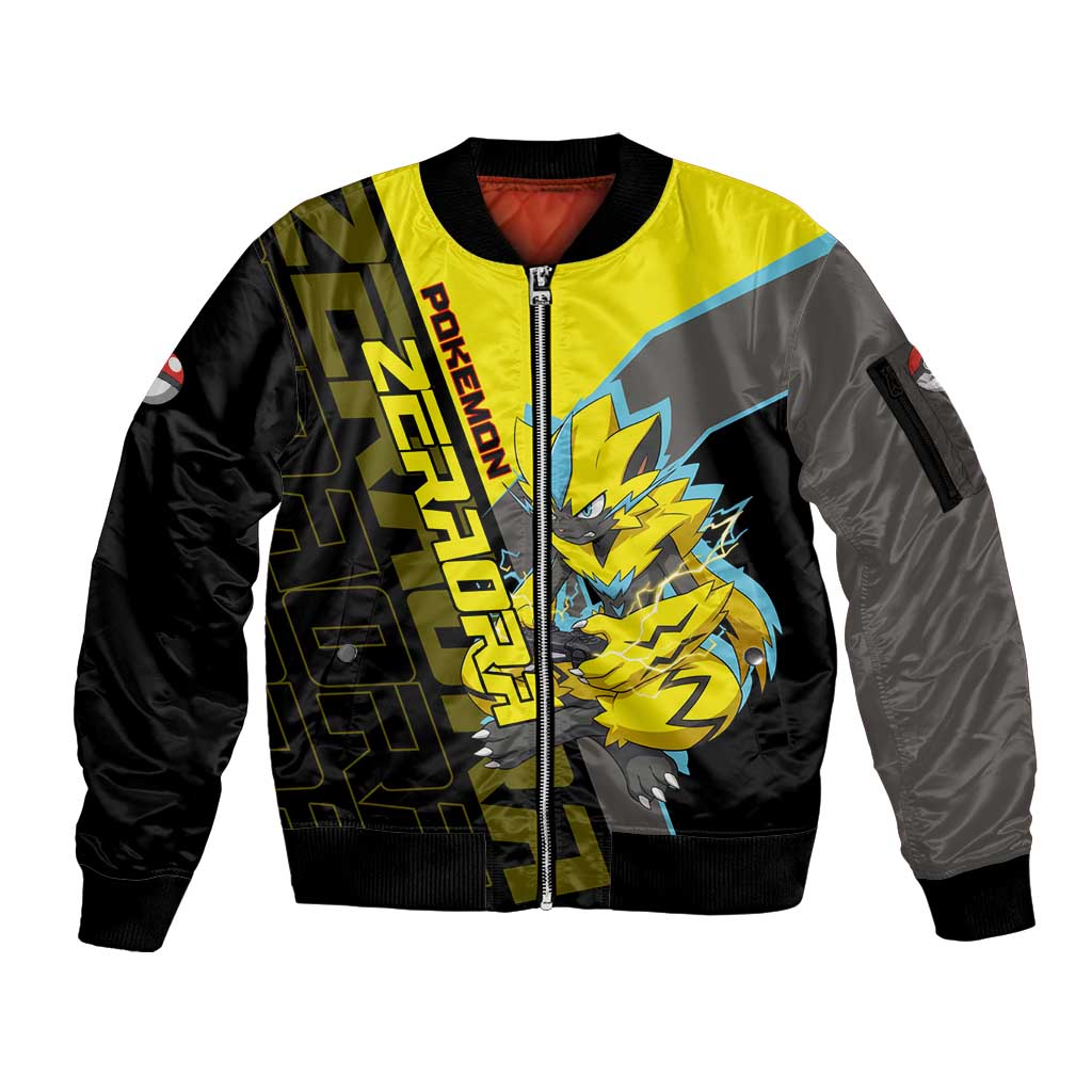 Zeraora Poké Sleeve Zip Bomber Jacket Electric Neon Anime Style